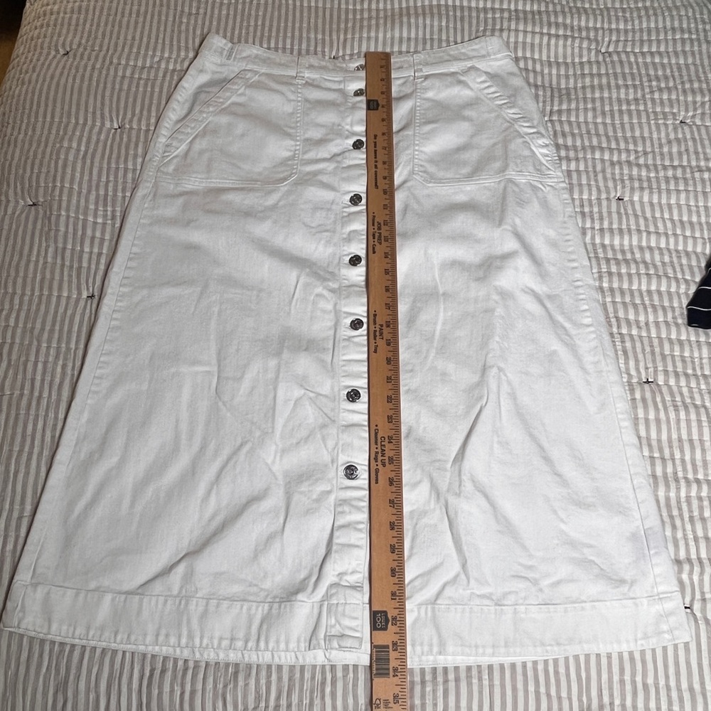 Lauren Ralph Lauren White Denim Skirt Size 14 Button Front - Picture 6 of 9